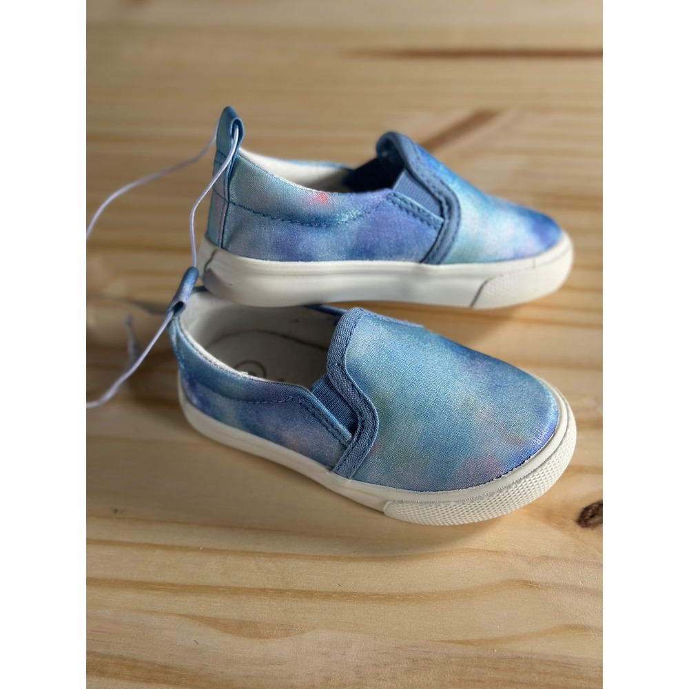 Cat & Jack Toddler Blue Shimmer Tie Dye Slip On Sneakers Galaxy Shoes Size 5 NEW